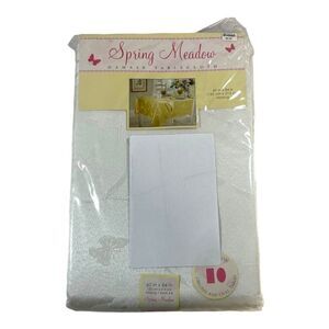 Spring Meadow Butterfly Damask Tablecloth 60x84 Oblong Rectangle Ivory Jacquard